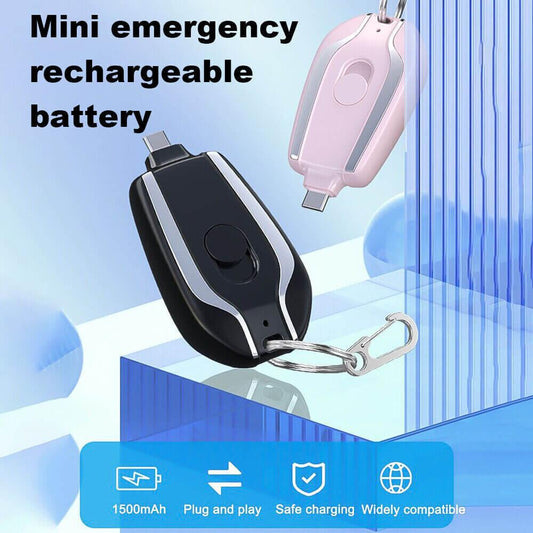 1500mAh Mini Power Emergency Pod Keychain Charger With Type-C - Avaz Store